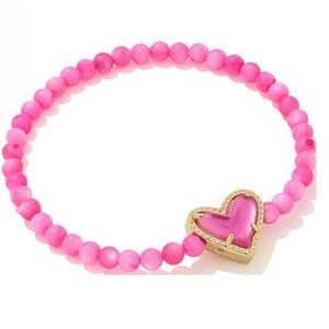 Kendra Scott Beaded Ari Gold Stretch Bracelet In Pink Mix